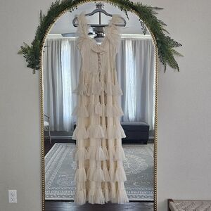 Amy Jane London dress. Formal champagne color dress size L modern Bride